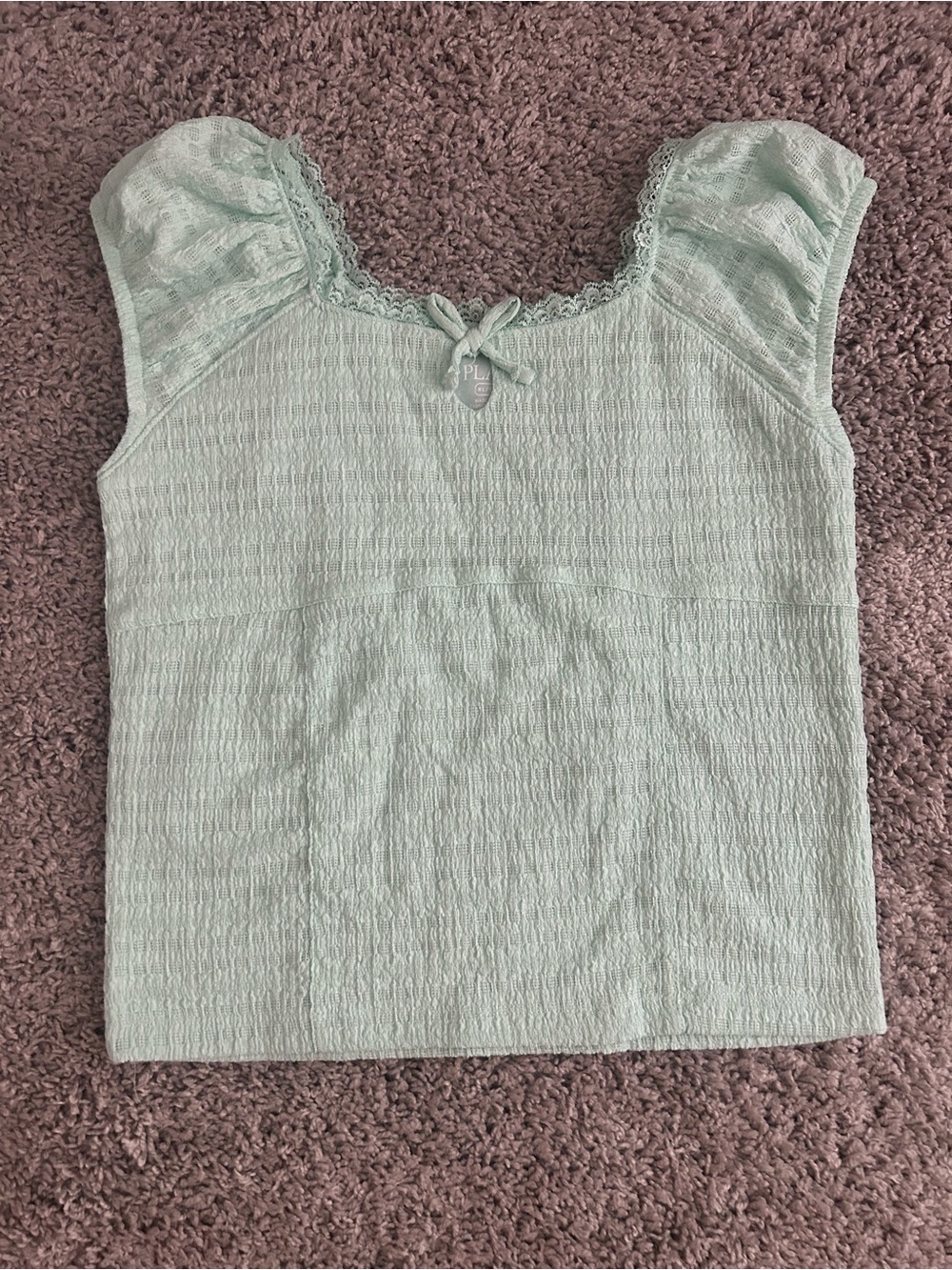 The Children's Place Mint Green Puff-Sleeve Square Neck Top